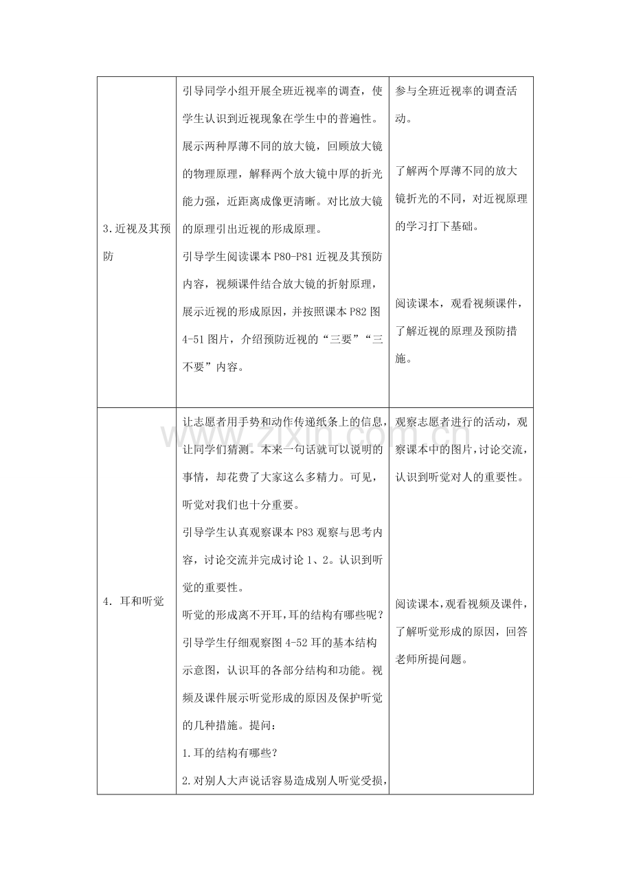 七年级生物下册 4.6.1《人体对外界环境的感知》教案1 （新版）新人教版-（新版）新人教版初中七年级下册生物教案.doc_第3页