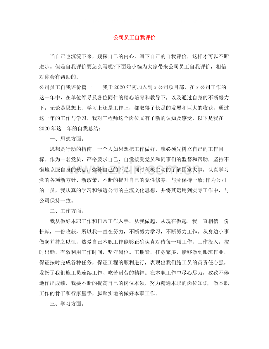 公司员工自我评价.docx_第1页