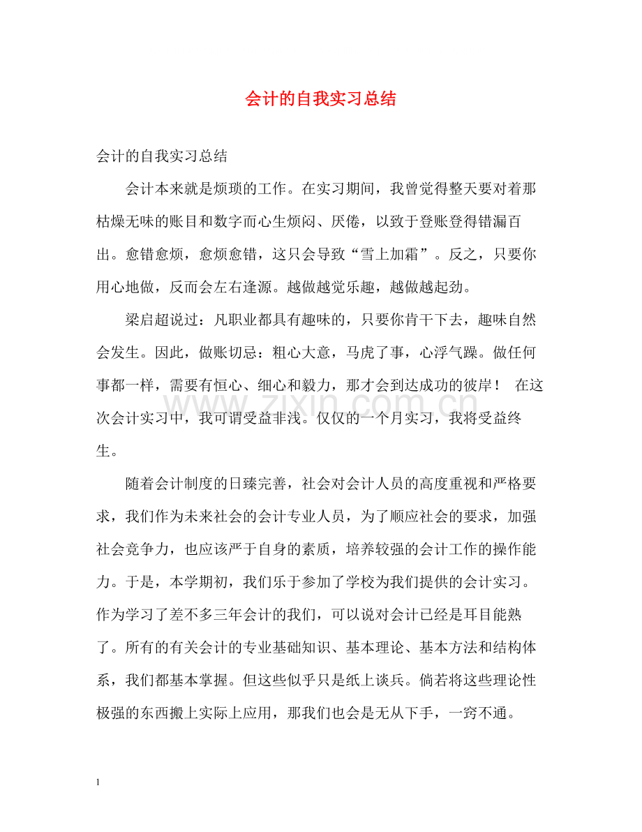 会计的自我实习总结.docx_第1页