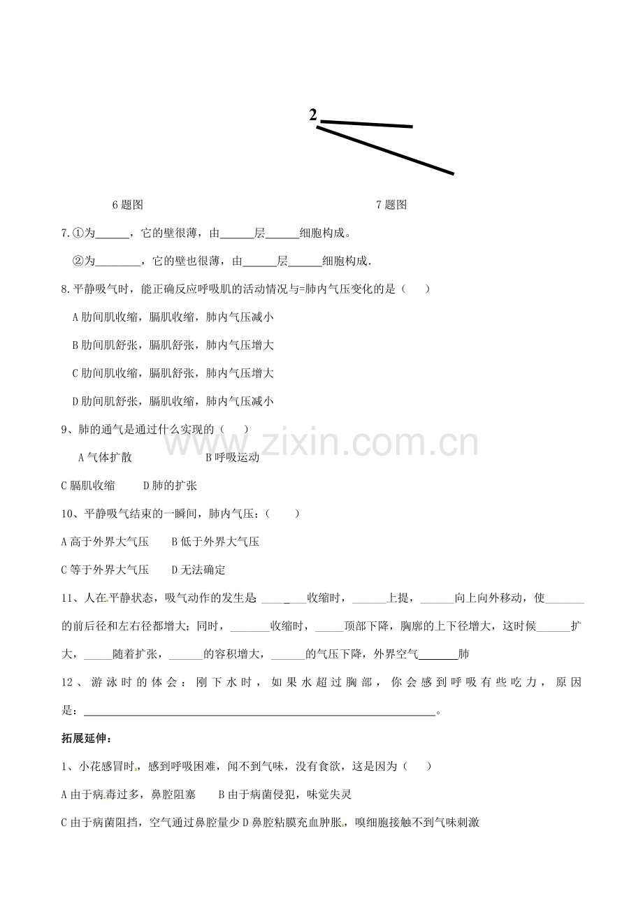 七年级生物下册 2.1《人体与外界的气体交换》教案1 济南版.doc_第3页