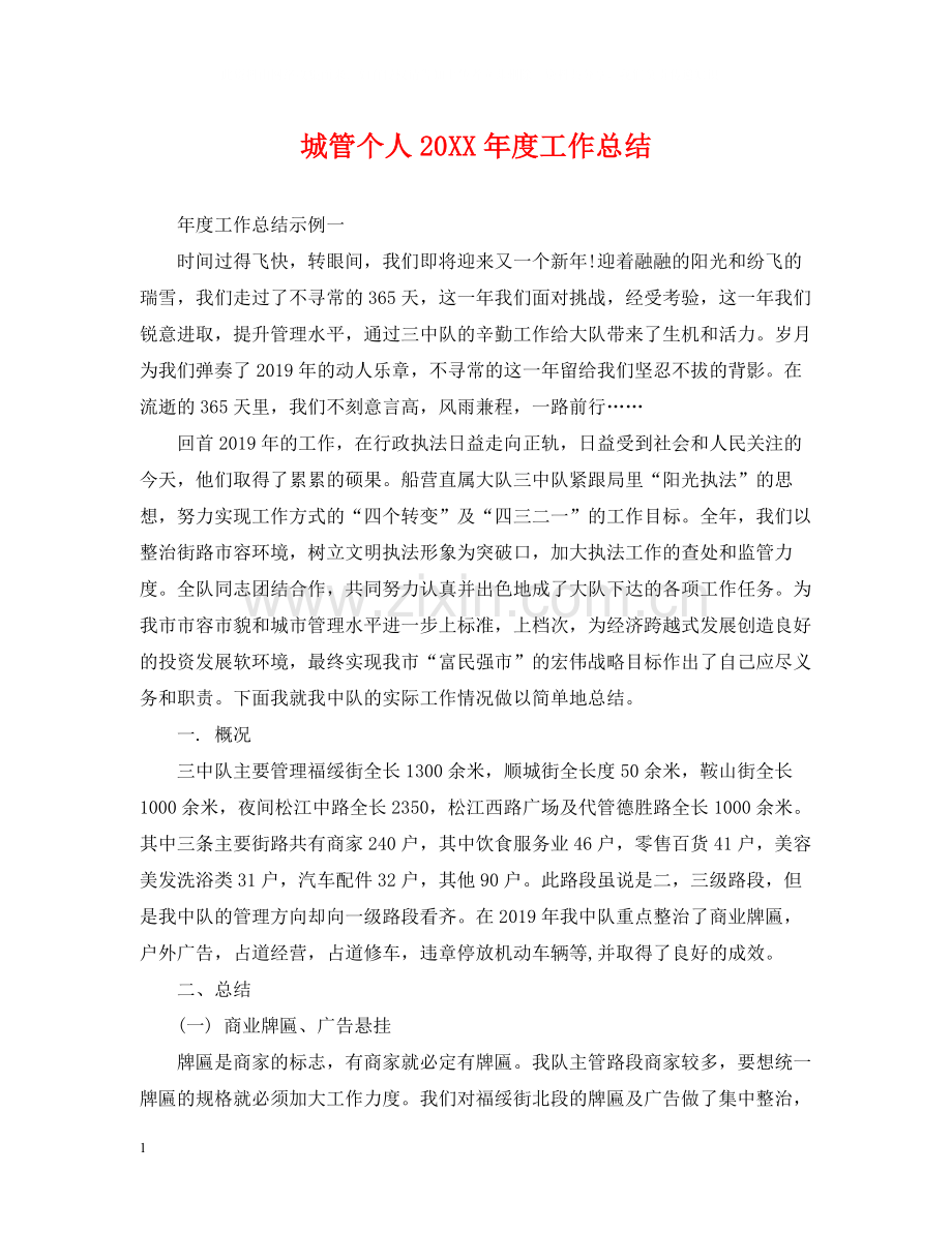 城管个人度工作总结.docx_第1页