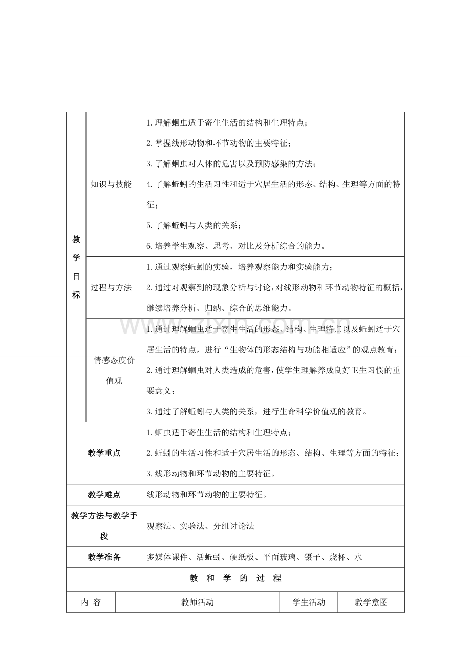 （江西专版）中考生物总复习 第八单元 生物的多样性 第三节 动物的类群《线形动物和环节动物》教案-人教版初中九年级全册生物教案.doc_第2页