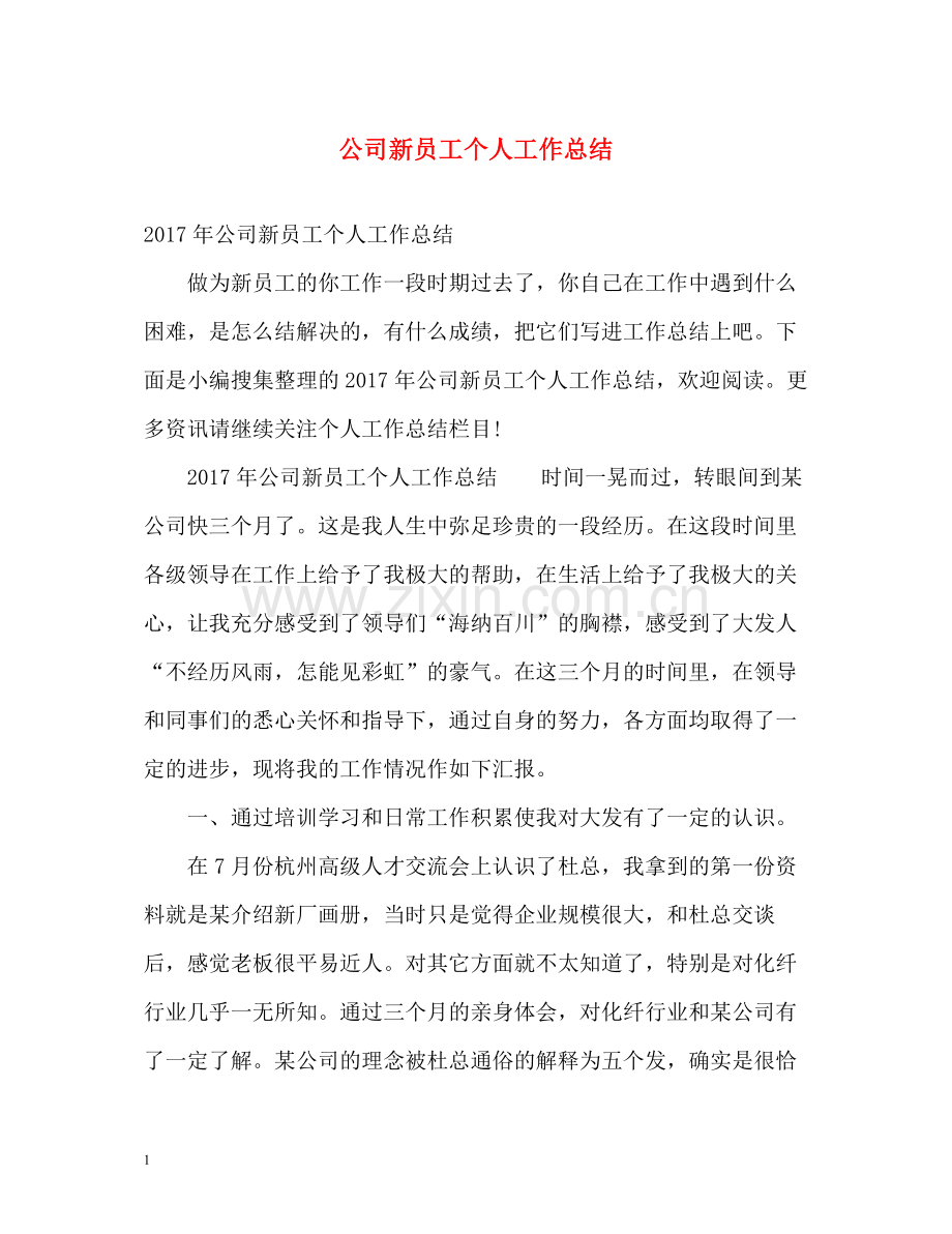 公司新员工个人工作总结2.docx_第1页