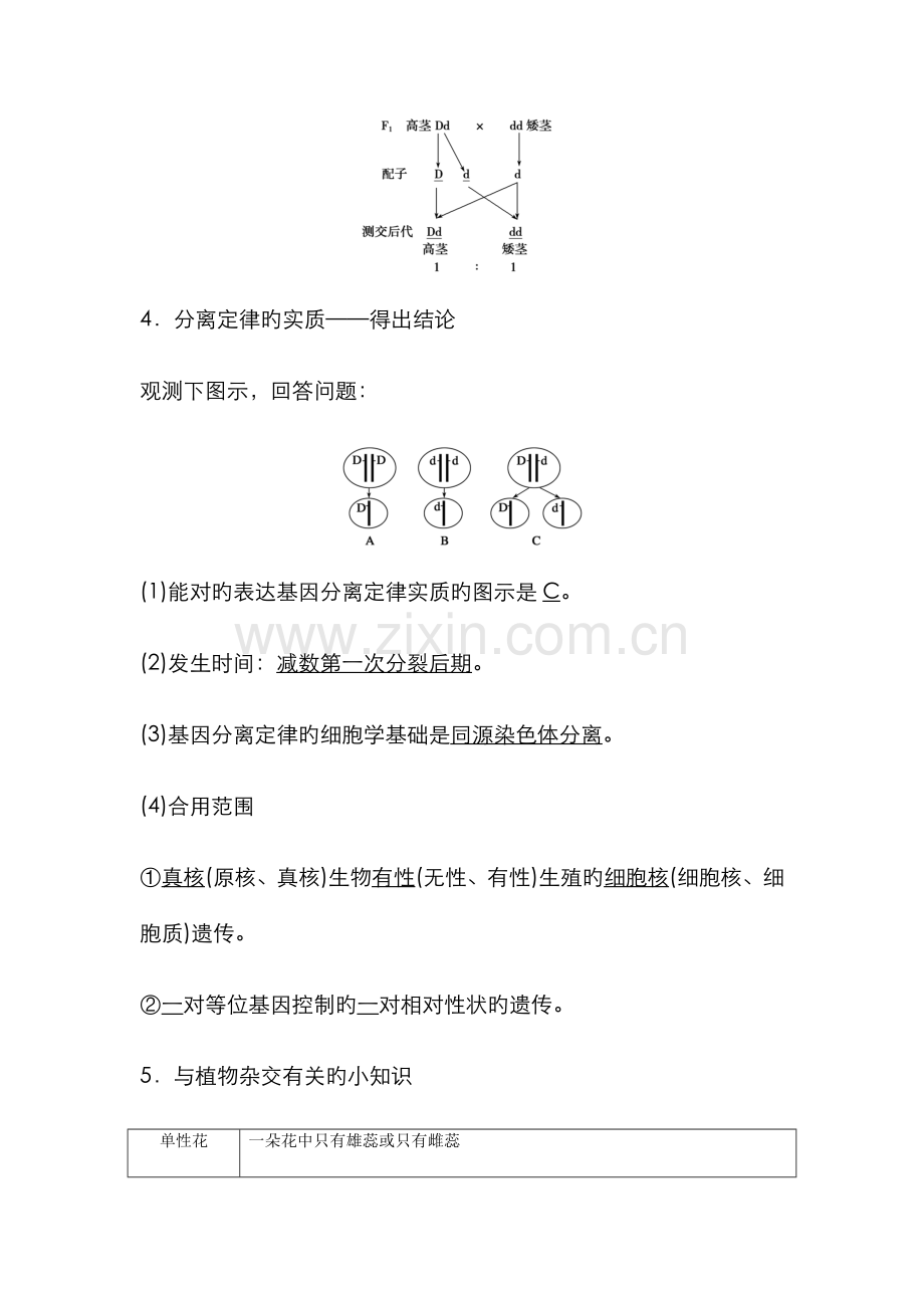 2022年生物必修二基因的分离定律知识点知识总结基础梳理.doc_第3页