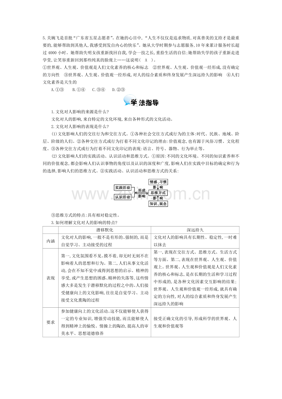 2015-2016学年《感受文化影响》导学案.doc_第2页