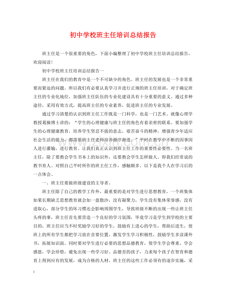 初校班主任培训总结报告.docx_第1页