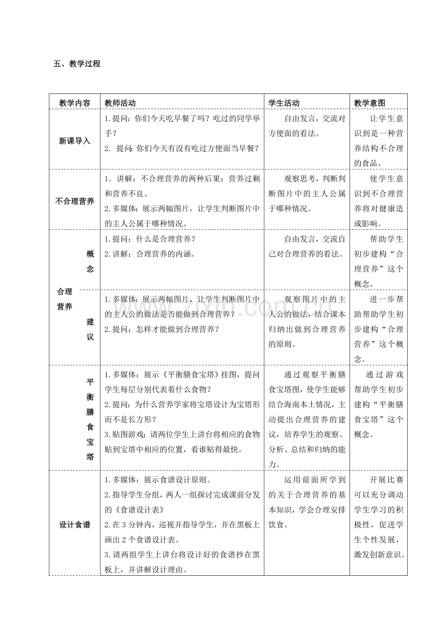 七年级生物下册 第二章 第三节 合理营养与食品安全教学设计 （新版）新人教版-（新版）新人教版初中七年级下册生物教案.doc_第2页