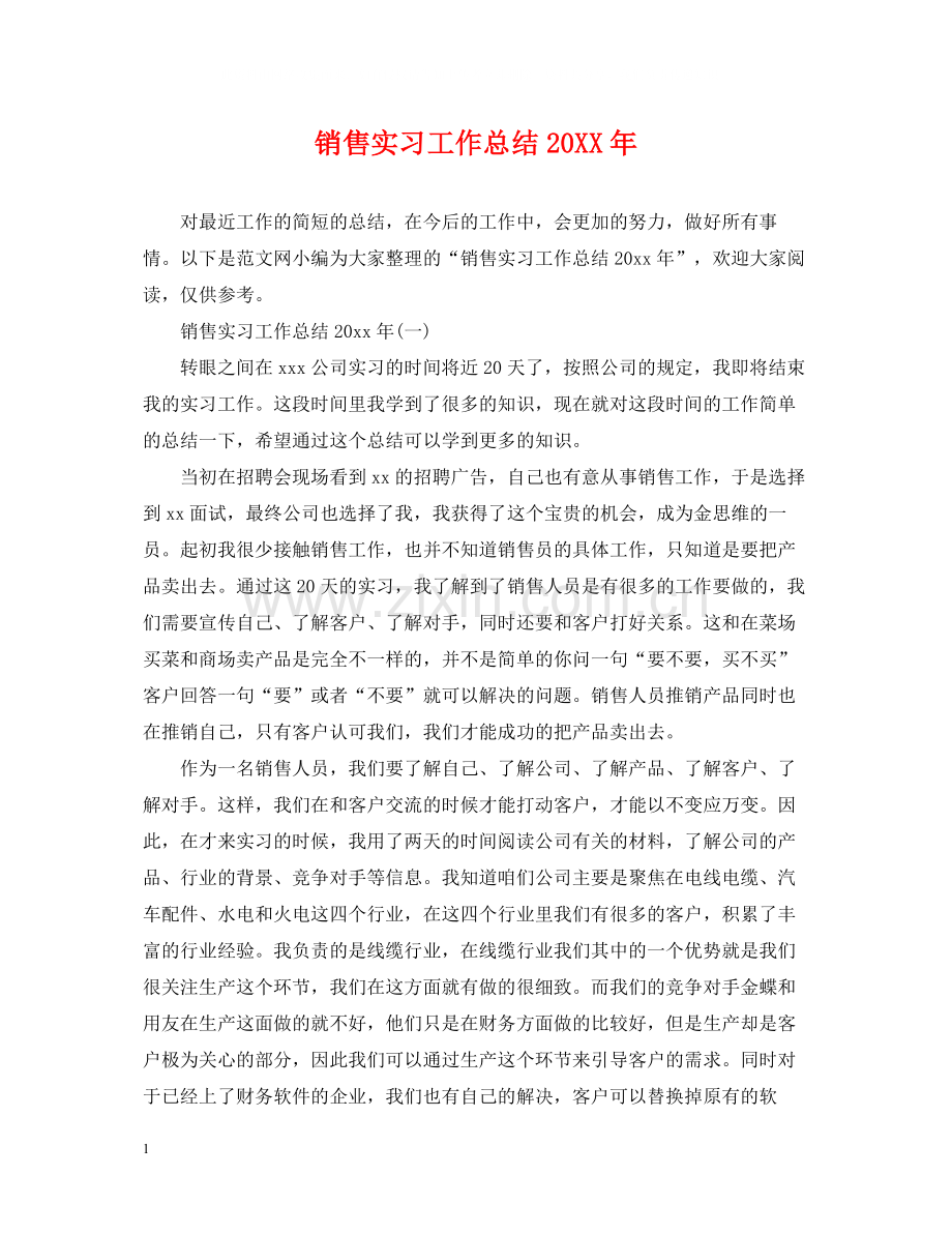 销售实习工作总结2.docx_第1页