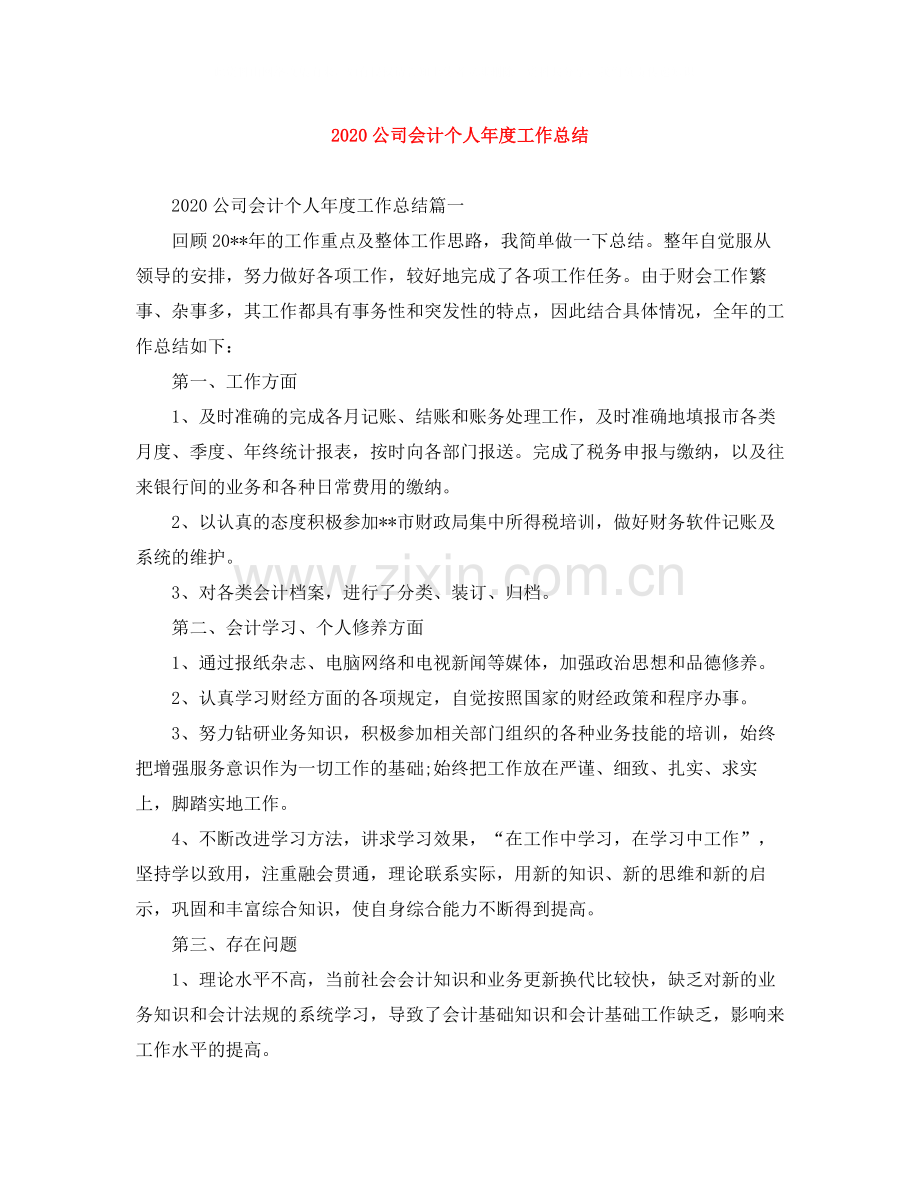 公司会计个人年度工作总结.docx_第1页