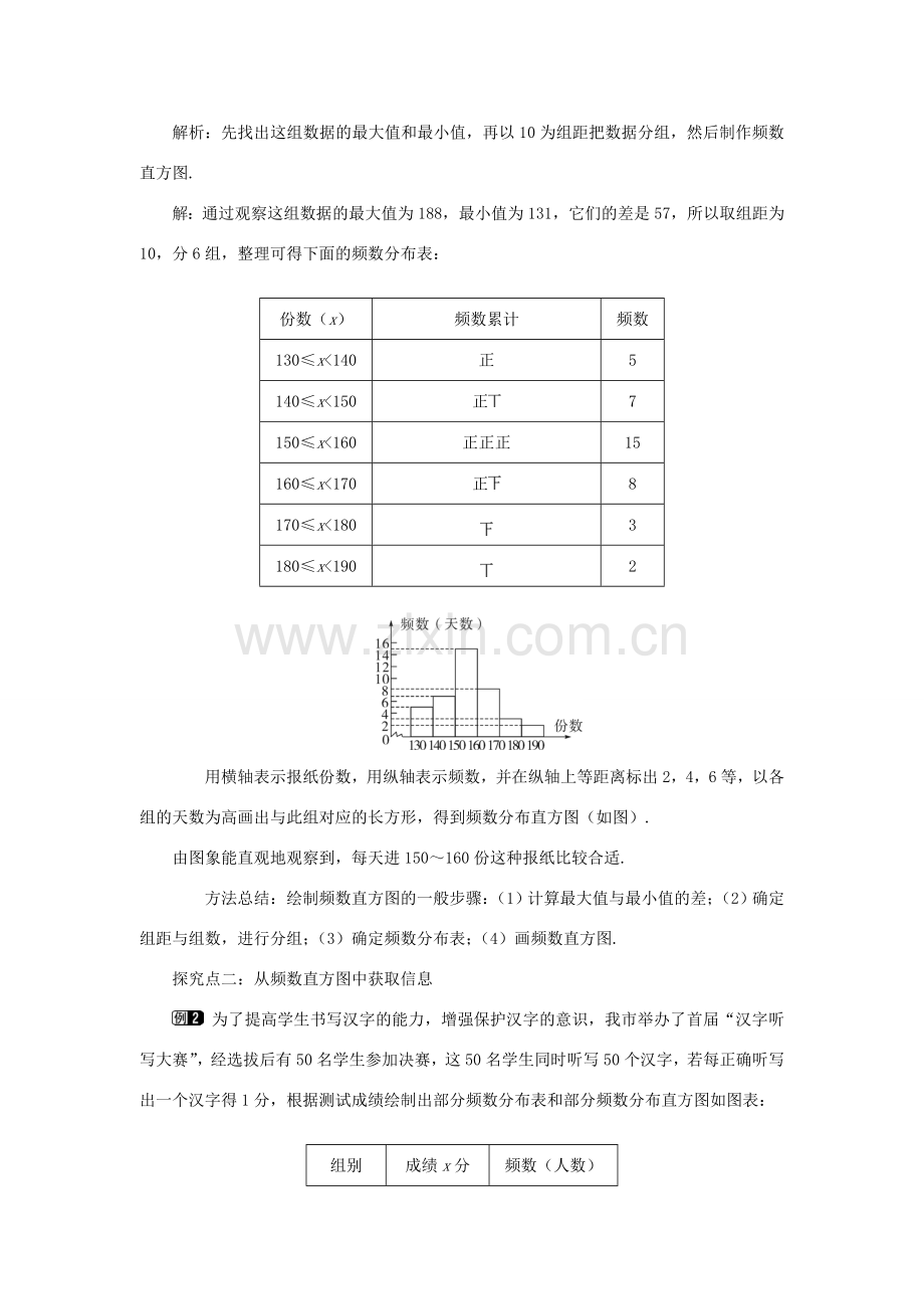 七年级数学上册 第6章 数据的收集与整理 6.3 数据的表示 第2课时 频数直方图教案1 （新版）北师大版-（新版）北师大版初中七年级上册数学教案.doc_第2页