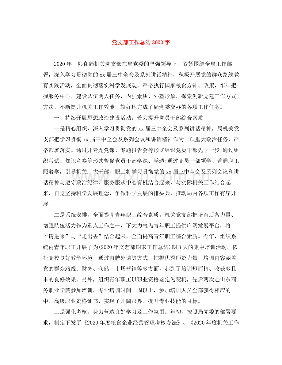 党支部工作总结3000字.docx_第1页