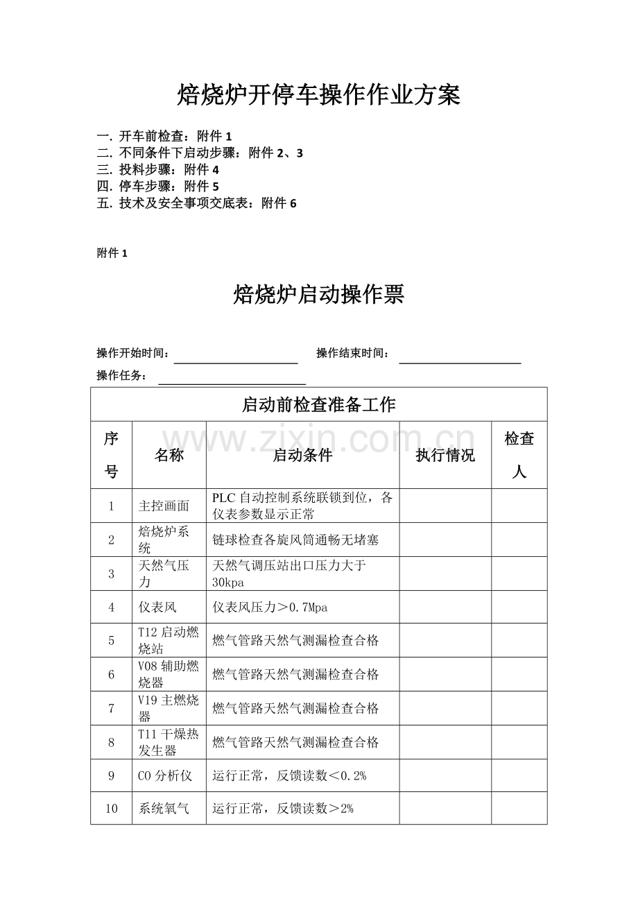 焙烧炉开停车操作作业方案.docx_第1页