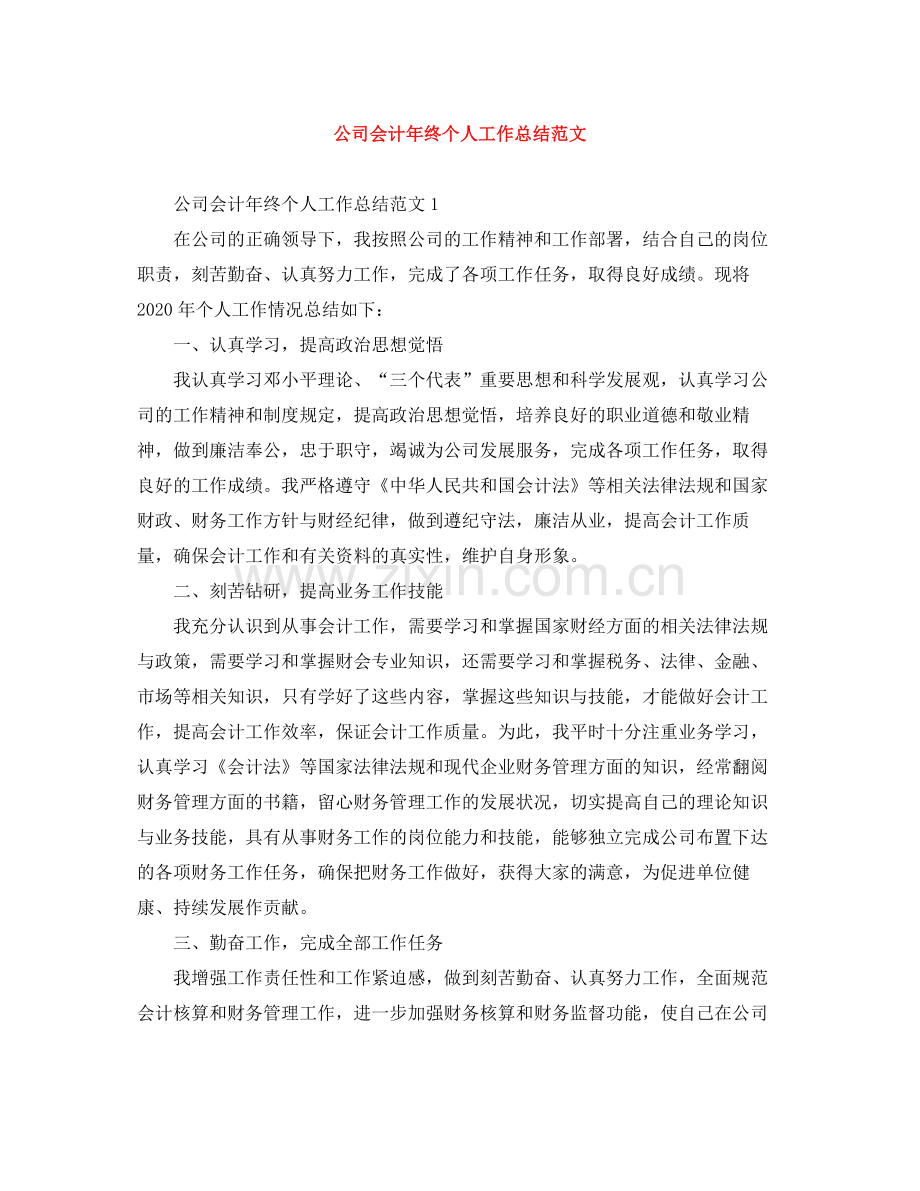 公司会计年终个人工作总结范文.docx_第1页