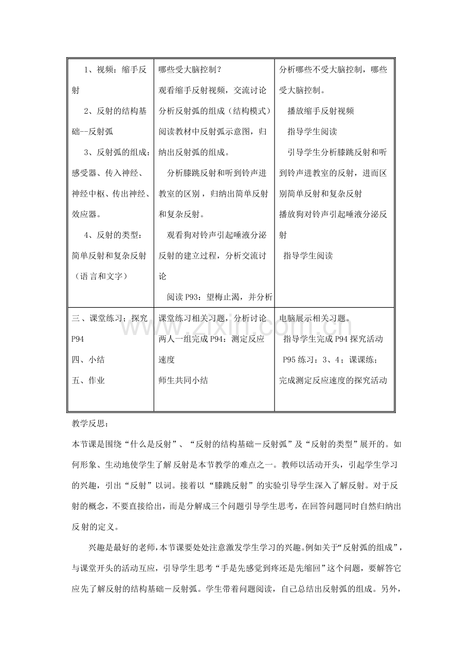 七年级生物下册 4.6.3《神经调节的基本方式》教案2 （新版）新人教版-（新版）新人教版初中七年级下册生物教案.doc_第2页