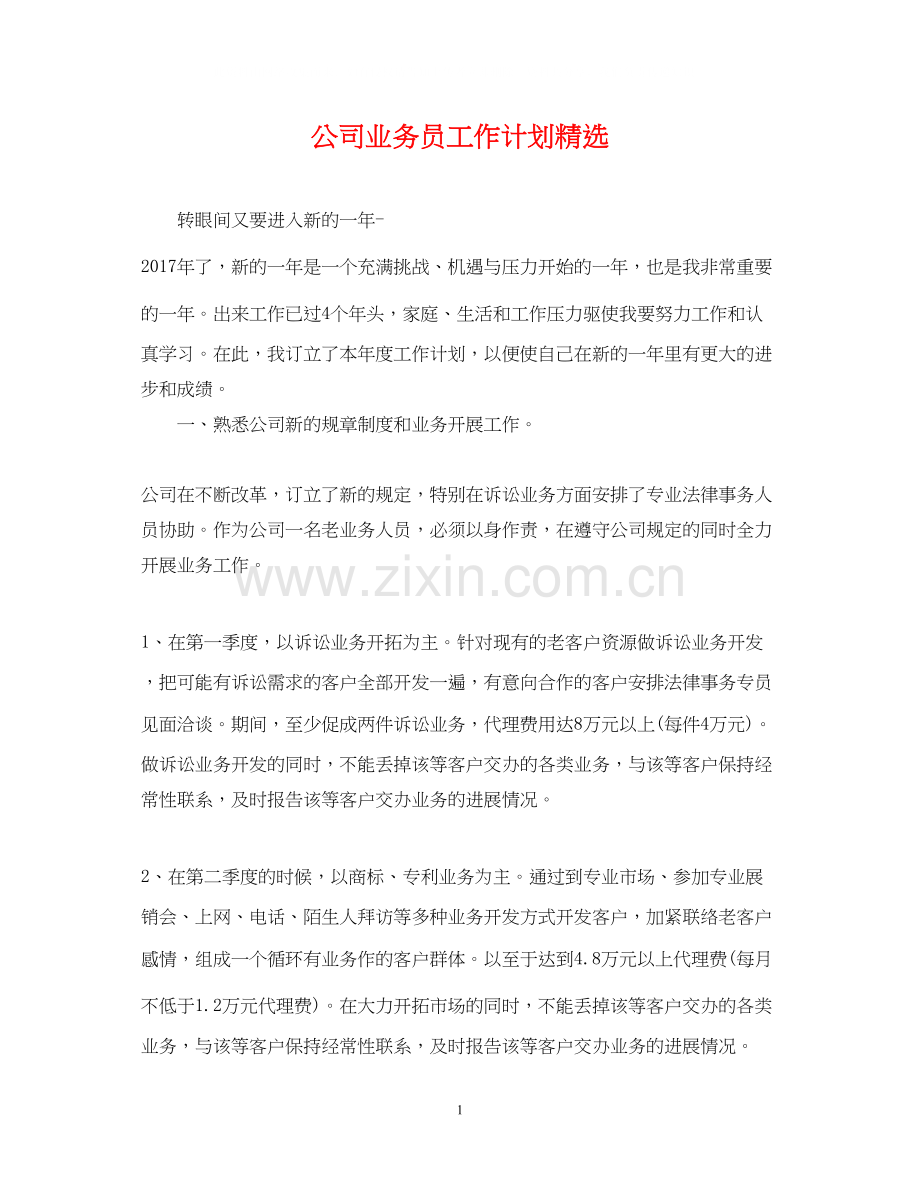 公司业务员工作计划.docx_第1页