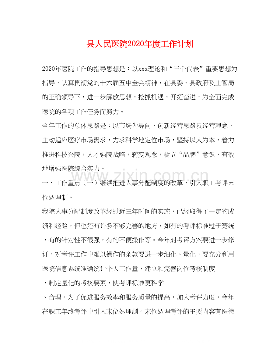 县人民医院年度工作计划.docx_第1页