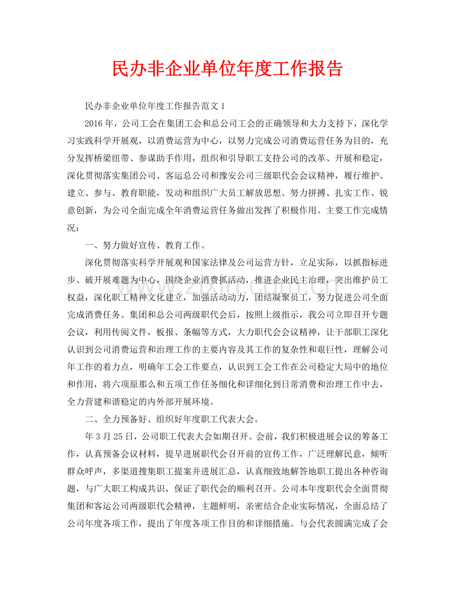 民办非企业单位年度工作报告.doc_第1页