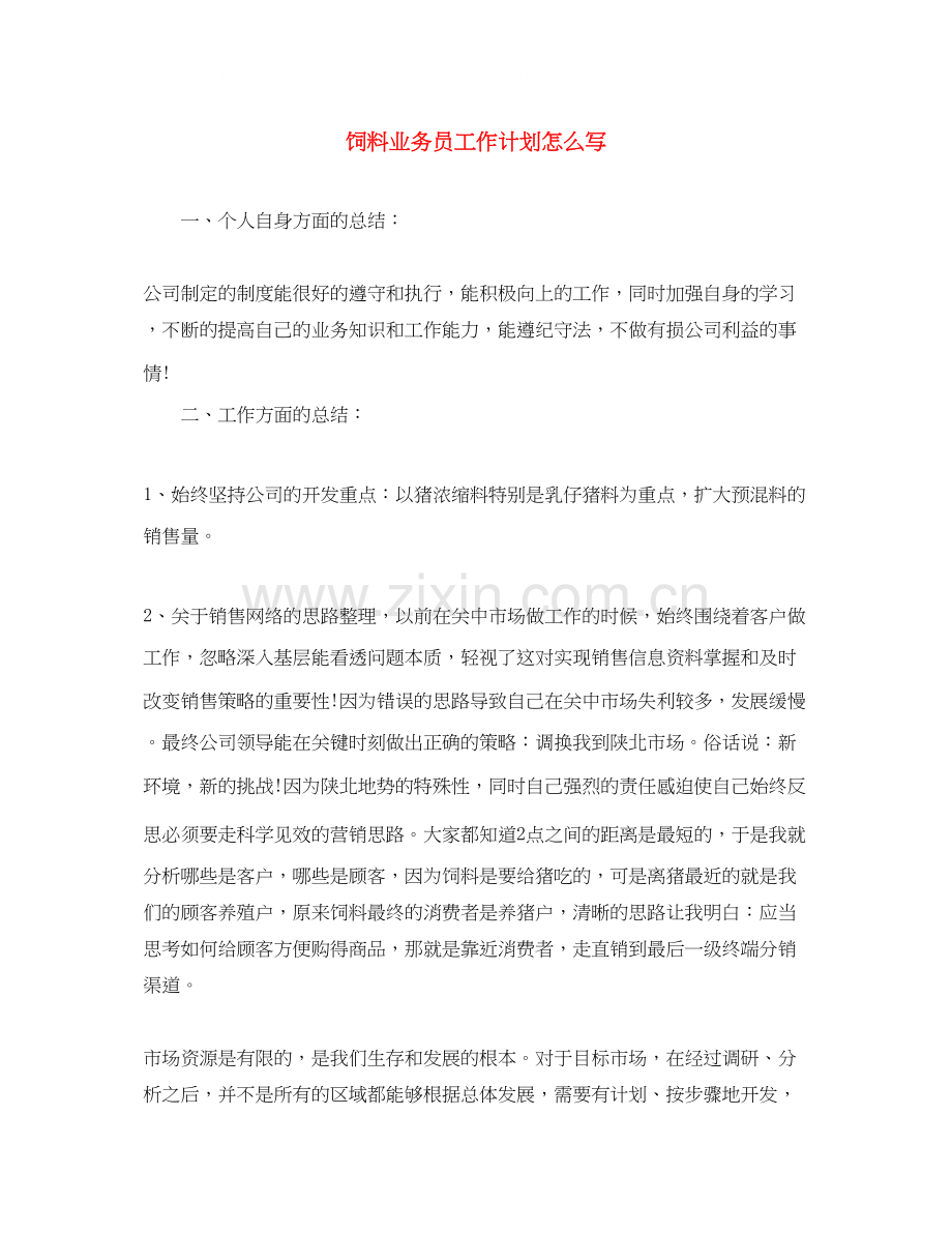 饲料业务员工作计划怎么写.docx_第1页