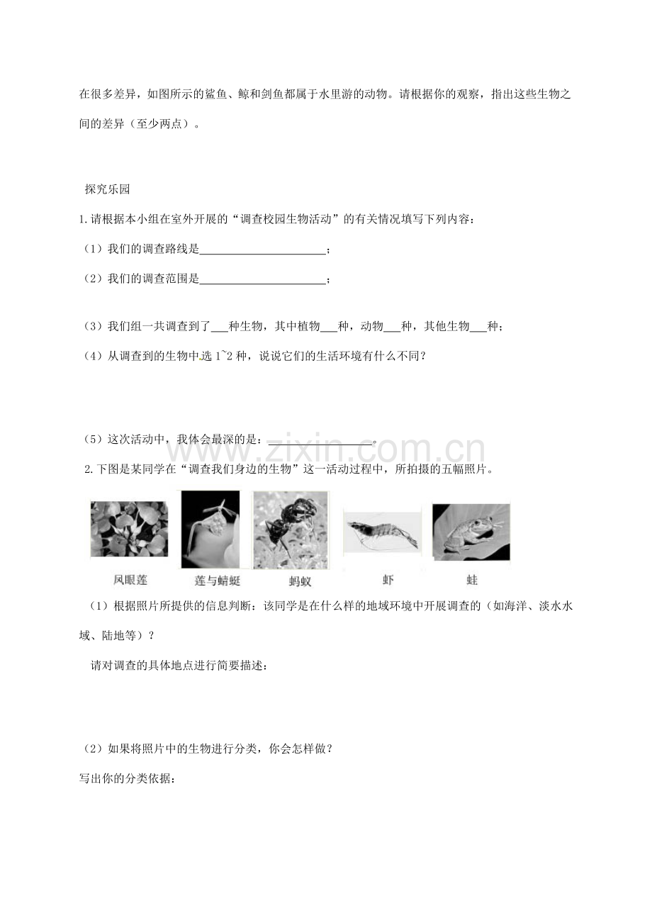 七年级生物上册 1.1.2 调查我们身边的生物教案 （新版）新人教版-（新版）新人教版初中七年级上册生物教案.doc_第2页