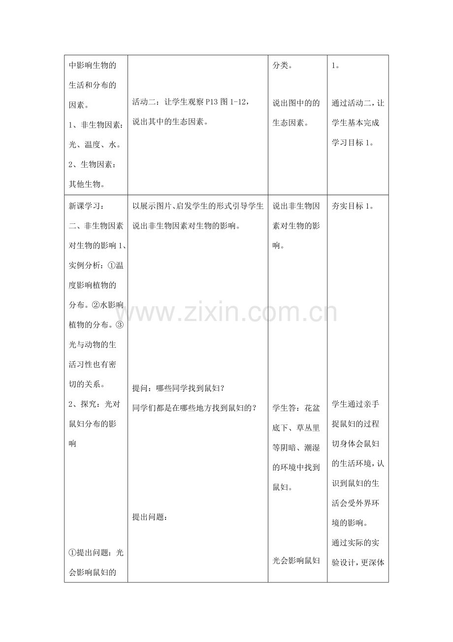 七年级生物上册 1.2.1《生物与环境的关系》（第1课时）教案 （新版）新人教版-（新版）新人教版初中七年级上册生物教案.doc_第3页