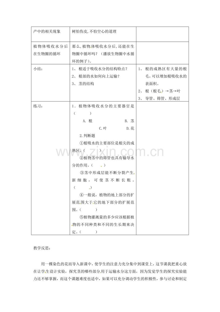 七年级生物上册 3.3.2 水分进入植物体的途径教案 （新版）新人教版-（新版）新人教版初中七年级上册生物教案.doc_第2页