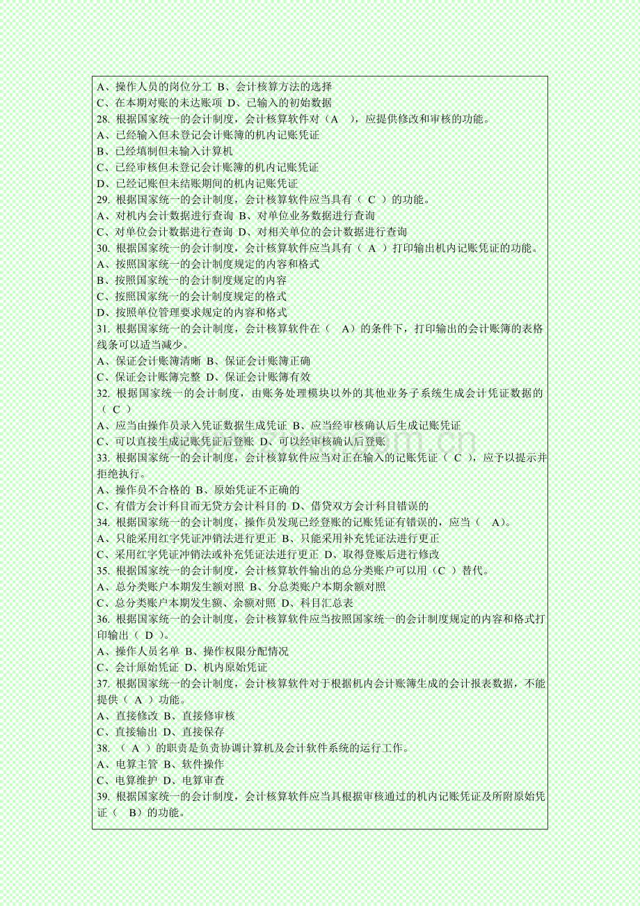 2014年会计从业资格考试电算化考试新题库.doc_第3页