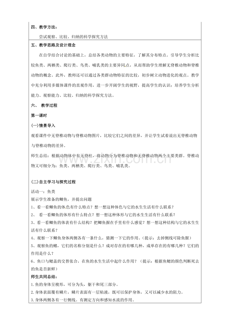 七年级生物上册 第二单元 第二章 第二节 脊椎动物的主要类群教案 （新版）济南版-（新版）济南版初中七年级上册生物教案.doc_第2页