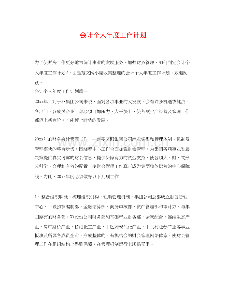 会计个人年度工作计划.docx_第1页