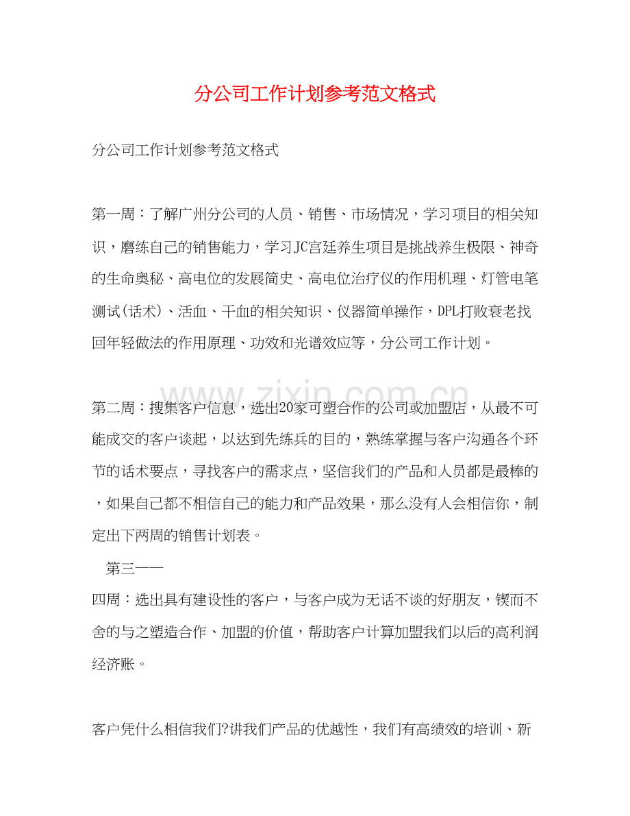 分公司工作计划参考范文格式.docx_第1页