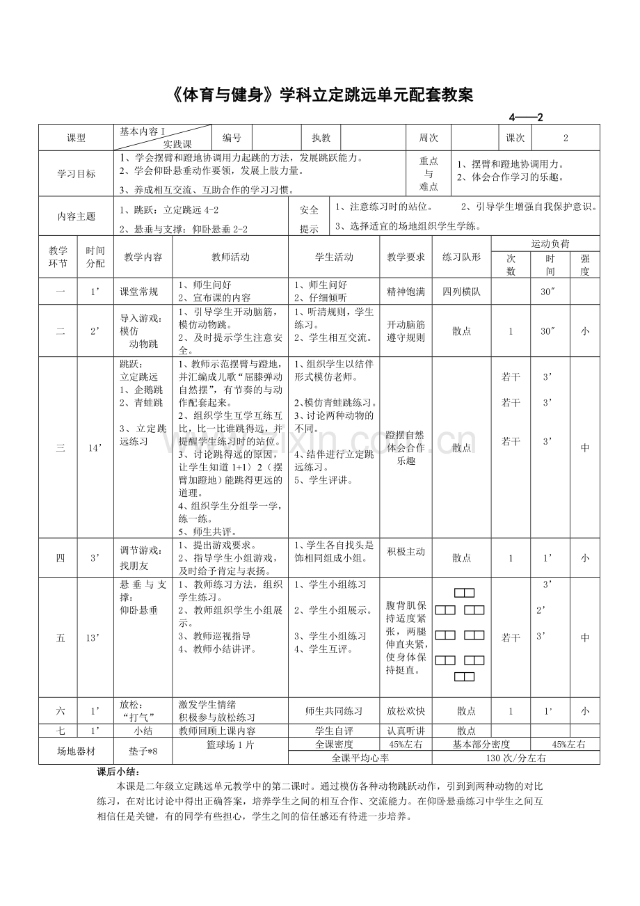 普陀区小学体育与健身学科立定跳远单元计划.doc_第3页