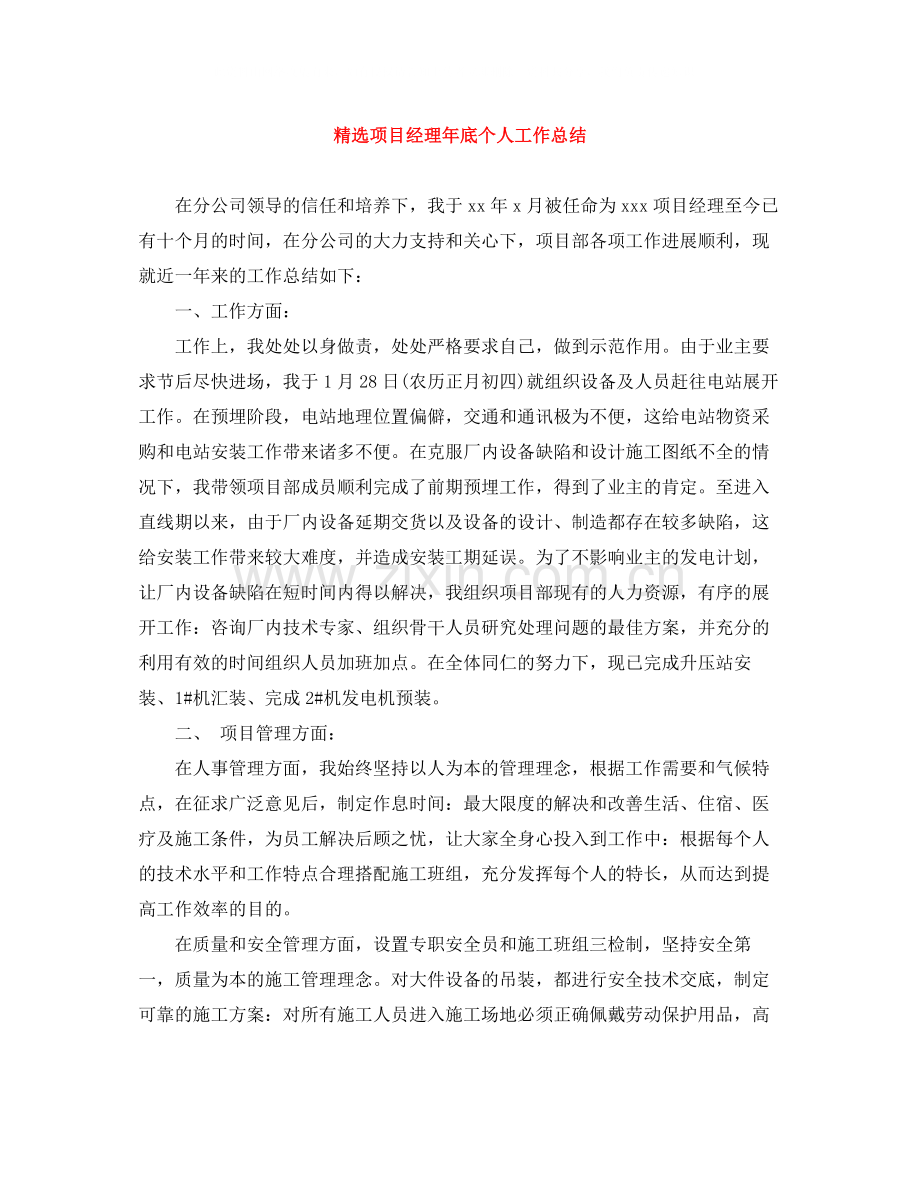 项目经理年底个人工作总结.docx_第1页