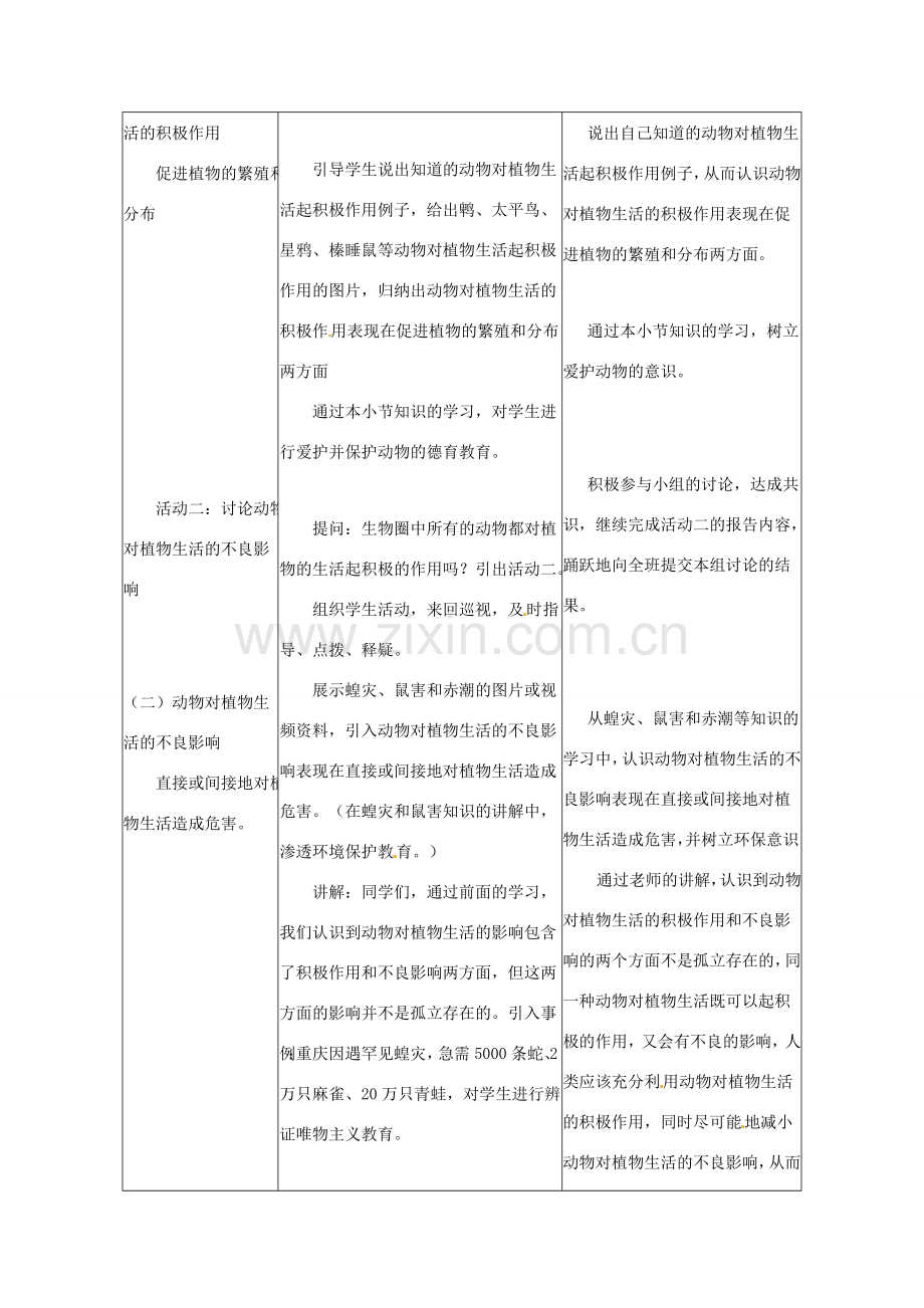 第四单元 第七章 动物在生物圈中的作用 教案.doc_第3页