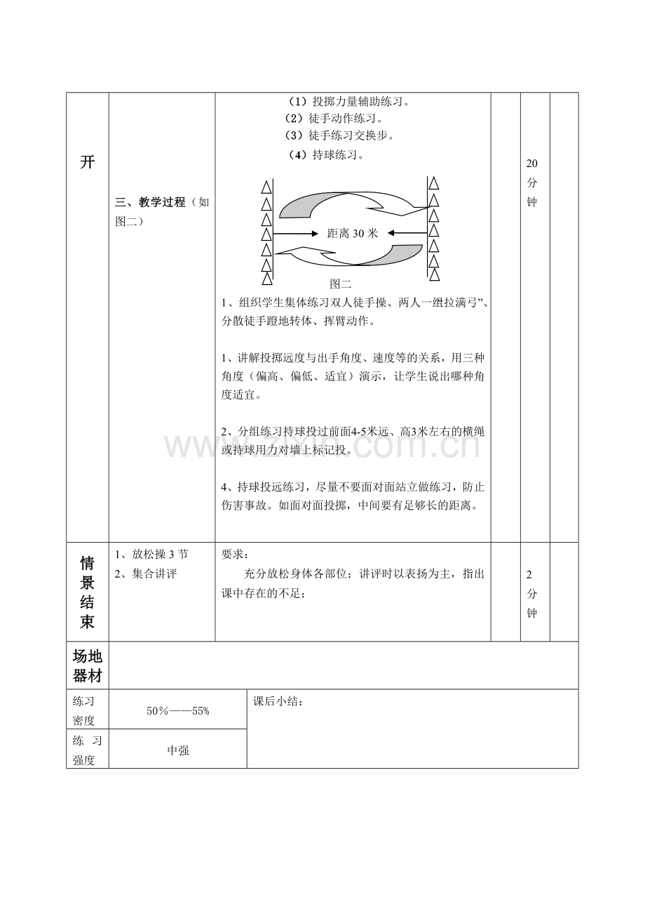 小学五年级体育第十六课时 原地侧向投掷垒球.doc_第2页