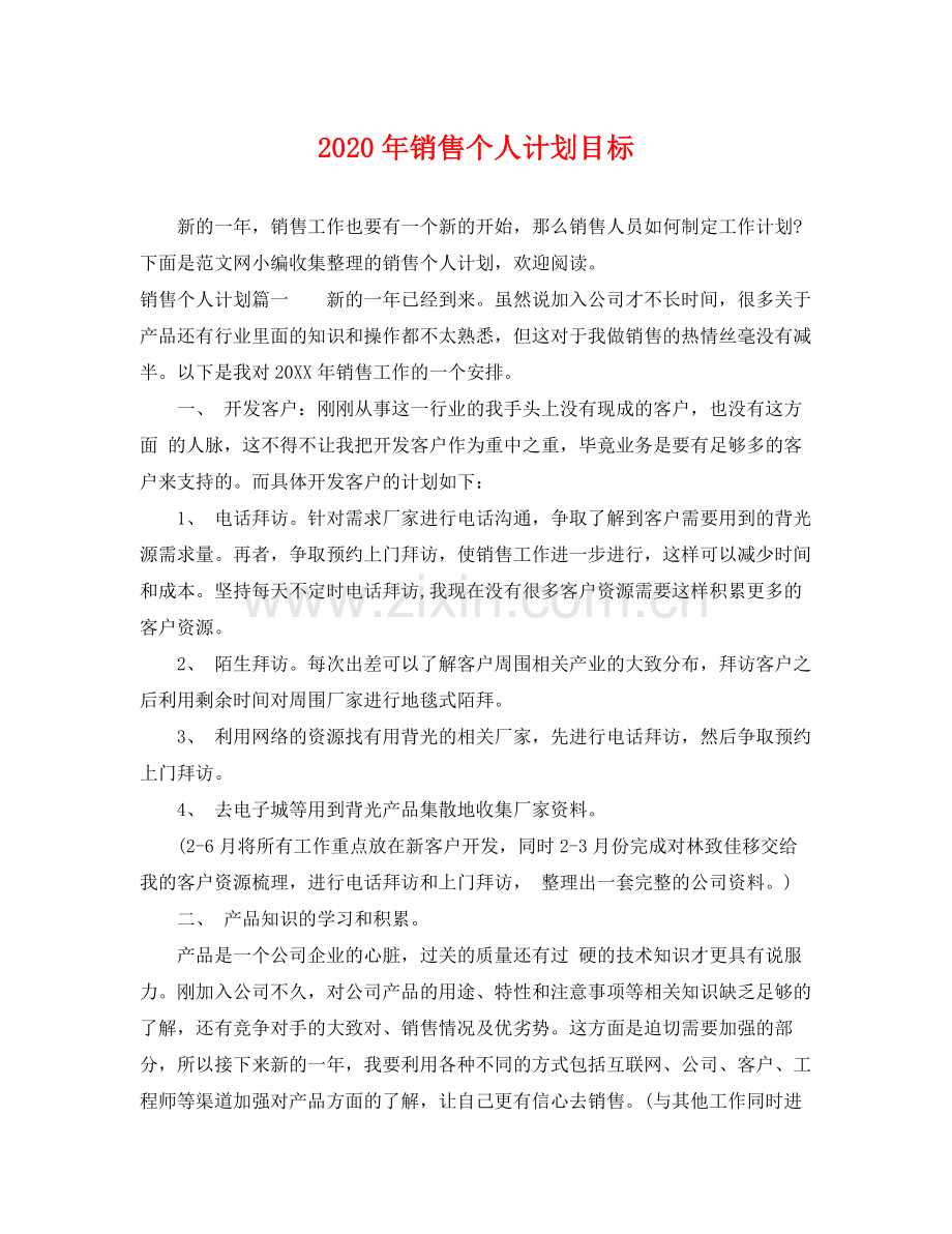 2020年销售个人计划目标.docx_第1页