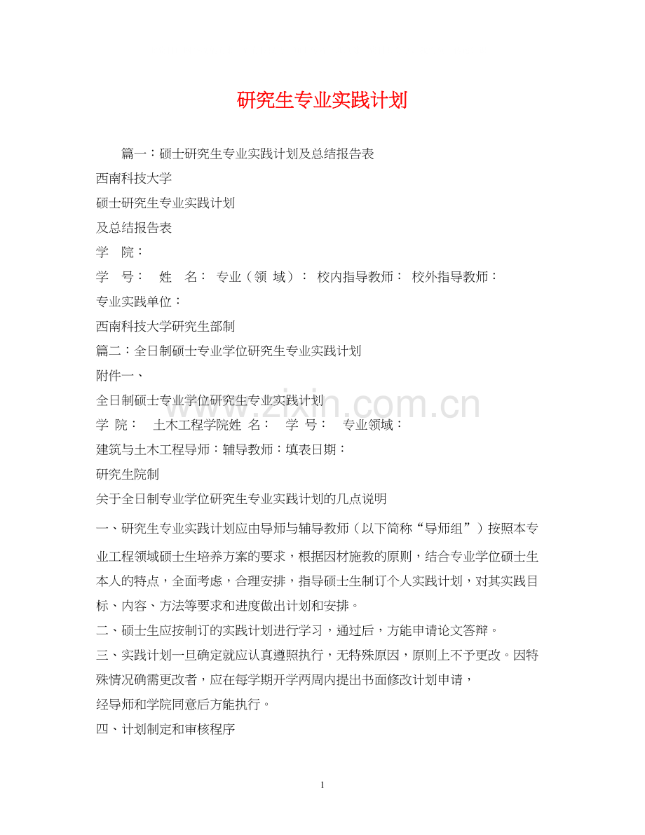 研究生专业实践计划.docx_第1页