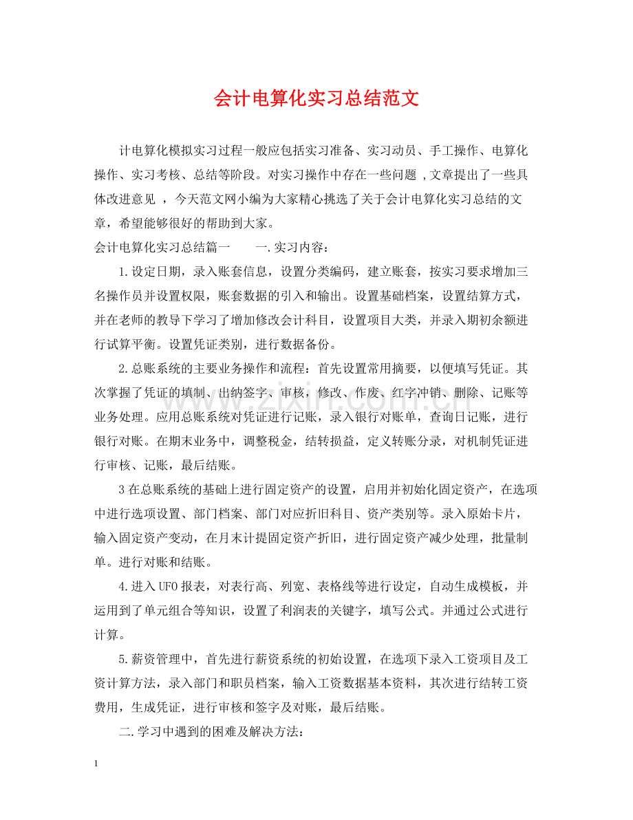 会计电算化实习总结范文.docx_第1页