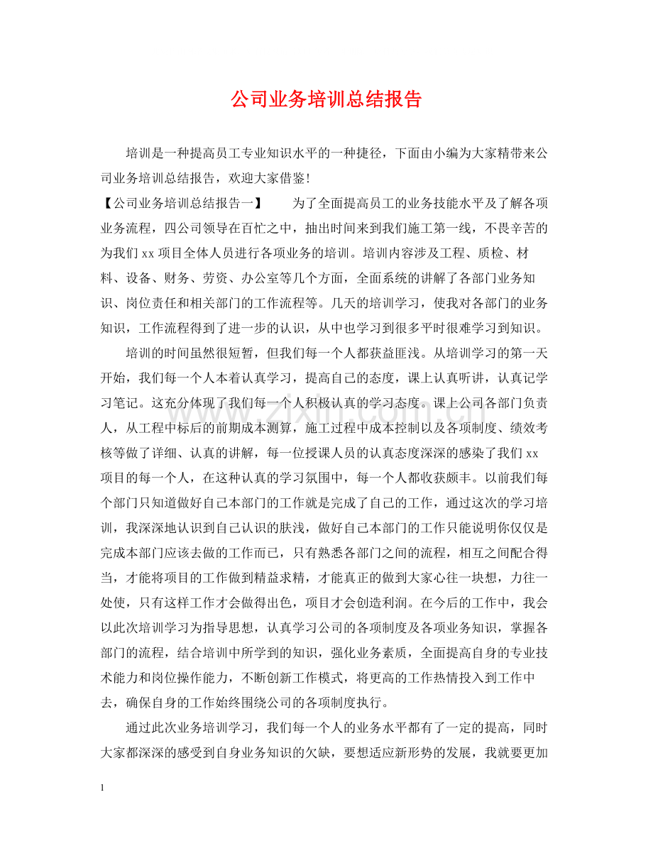 公司业务培训总结报告.docx_第1页