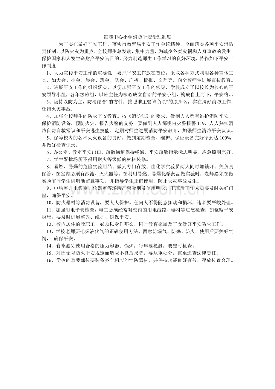 细巷中心小学消防安全治理制度.doc_第1页