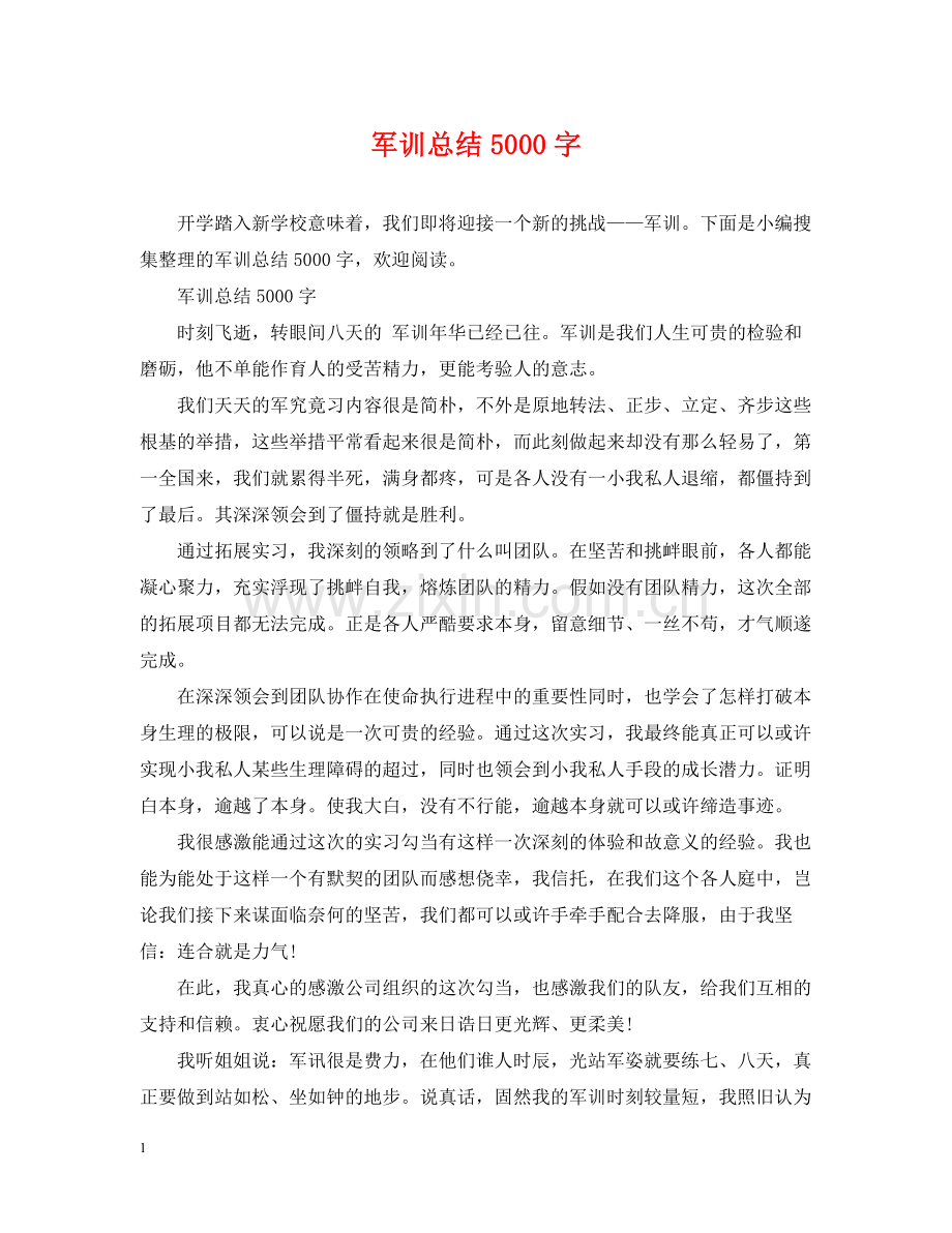 军训总结5000字.docx_第1页