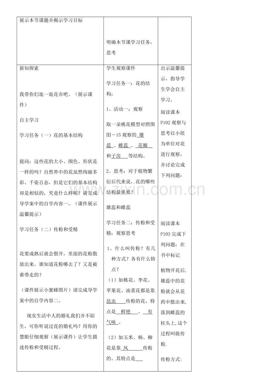 七年级生物上册 第3单元 第2章 第3节 开花和结果教案 （新版）新人教版-（新版）新人教版初中七年级上册生物教案.doc_第2页