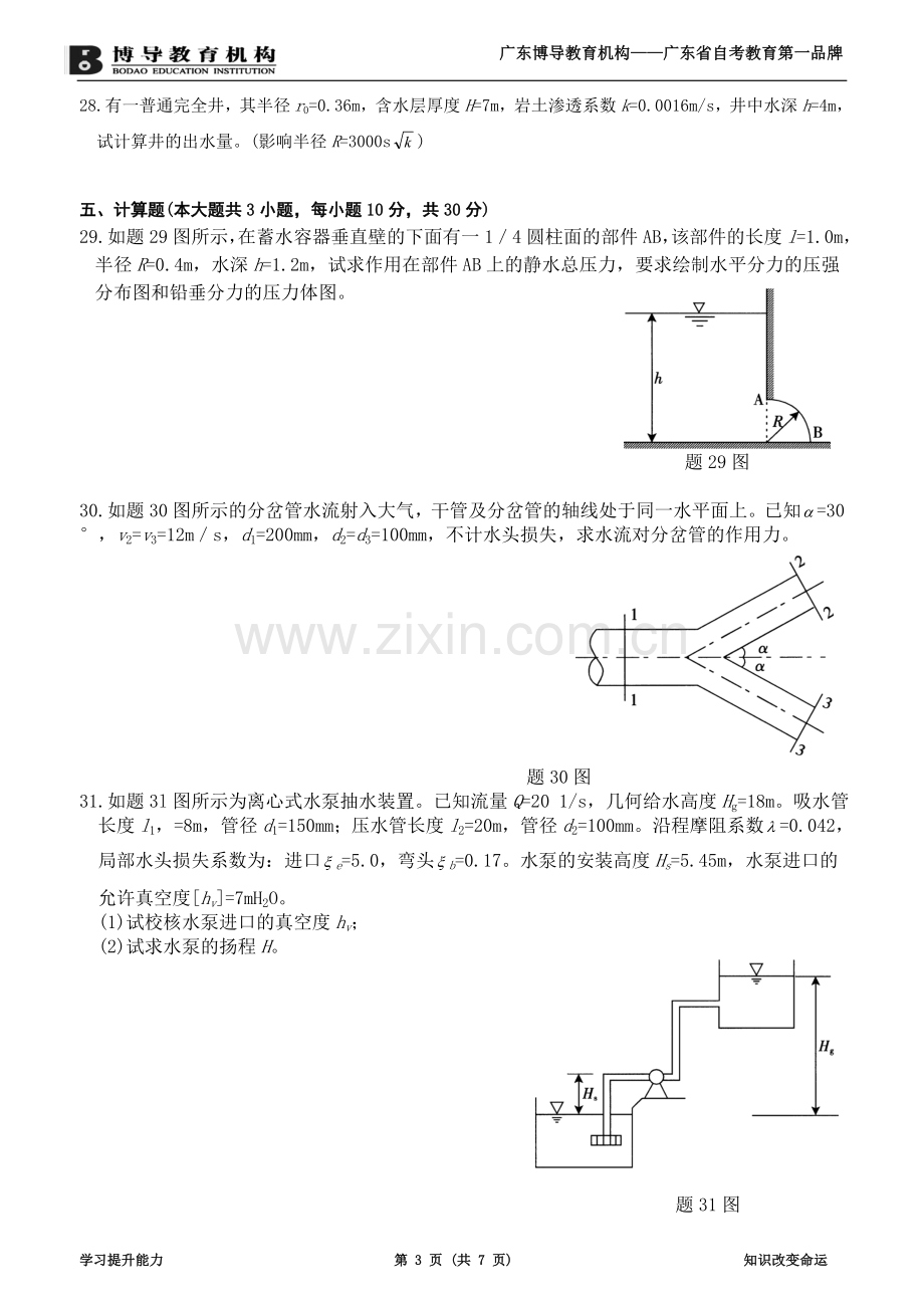 全国2011年1月高等教育自学考试流体力学试题及答案.doc_第3页