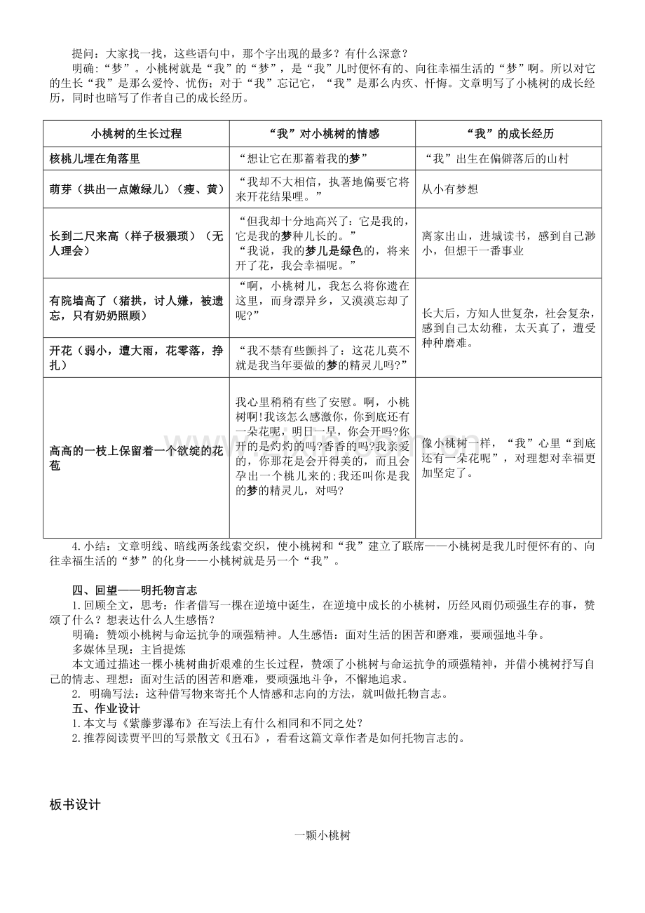 (部编)初中语文人教2011课标版七年级下册《一颗小桃树》教学设计-(5).doc_第3页