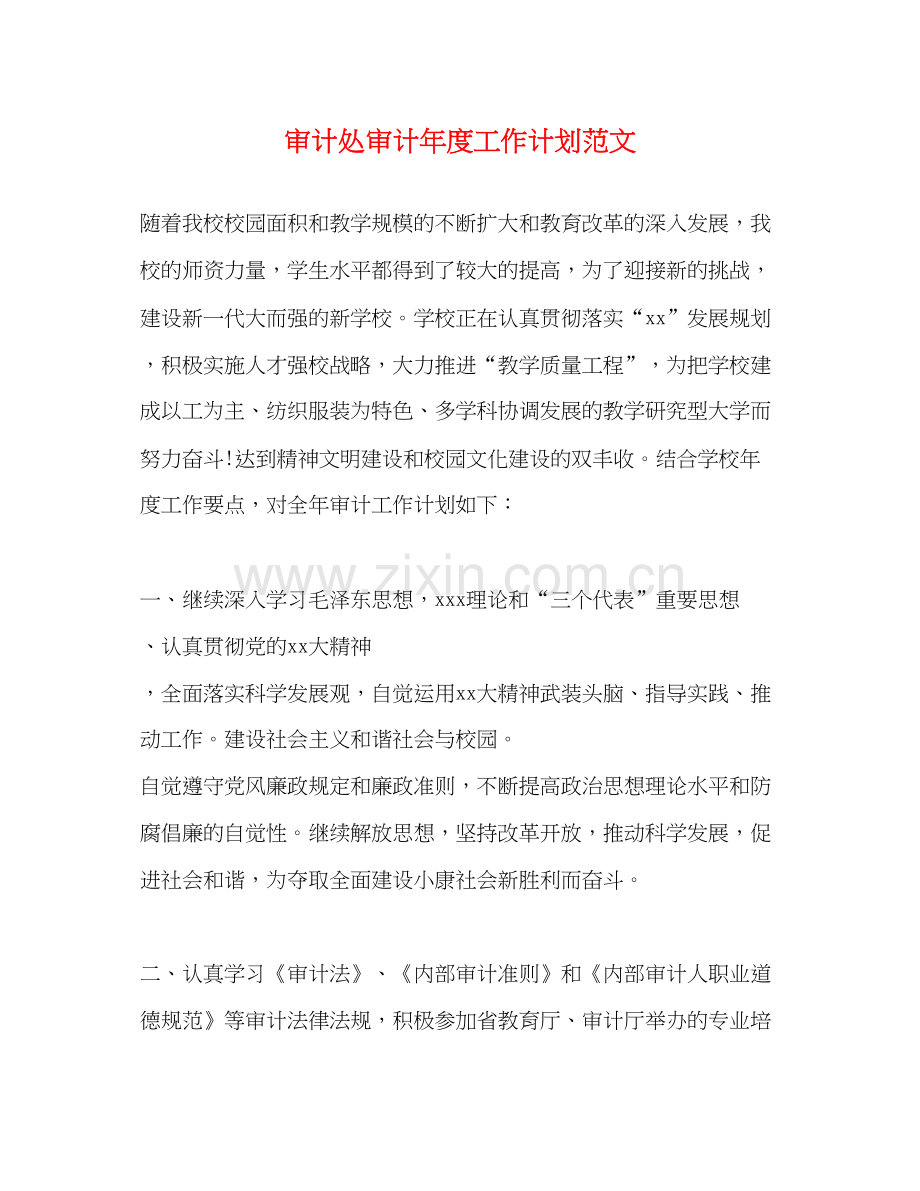 审计处审计年度工作计划范文.docx_第1页