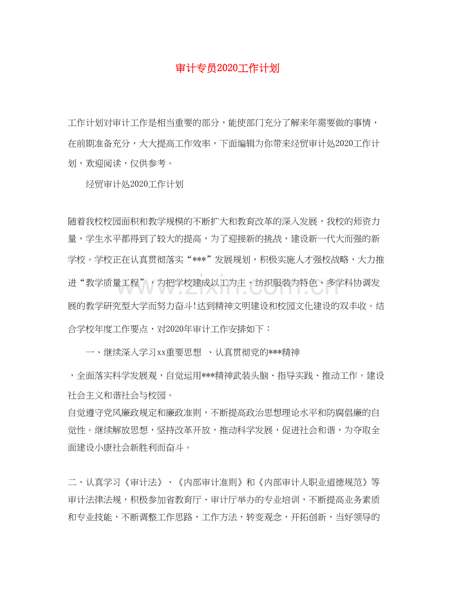 审计专员工作计划.docx_第1页