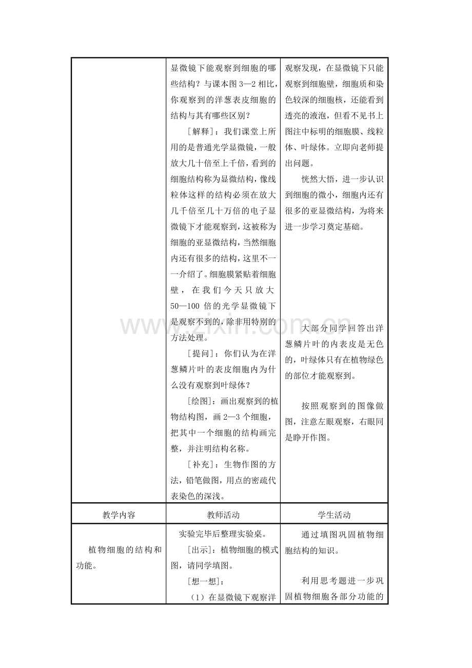 七年级生物上册《植物细胞的结构和功能》教案苏教版.doc_第3页