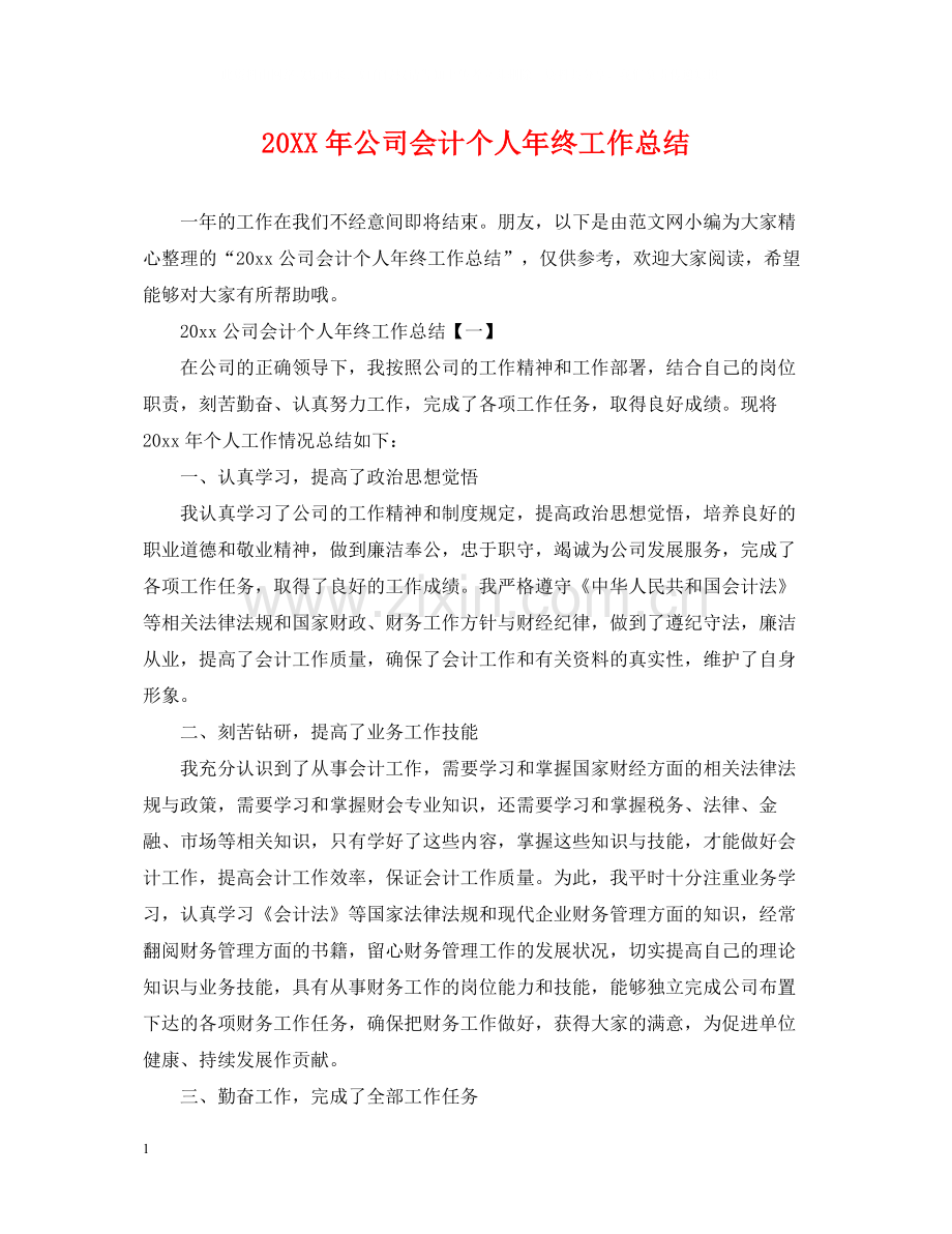 公司会计个人年终工作总结.docx_第1页