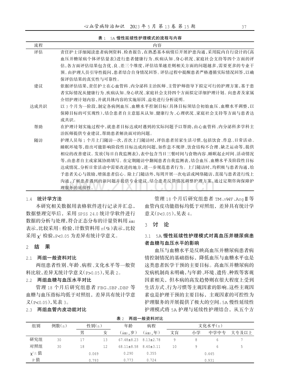 5A慢性延续性护理模式应用于高血压并糖尿病患者中的价值.pdf_第2页