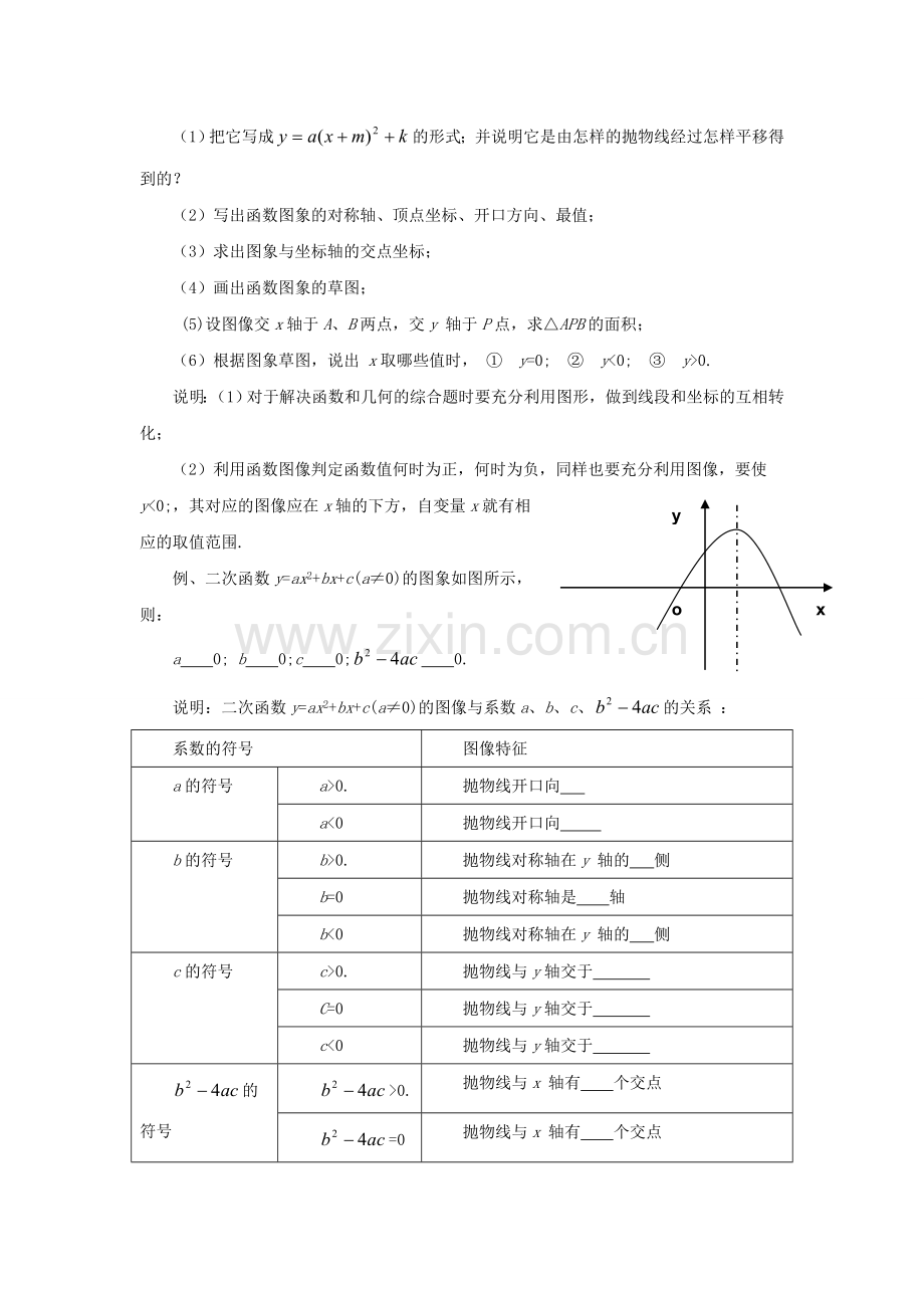 九年级数学上册 1.3 二次函数的性质教案 （新版）浙教版-（新版）浙教版初中九年级上册数学教案.doc_第2页