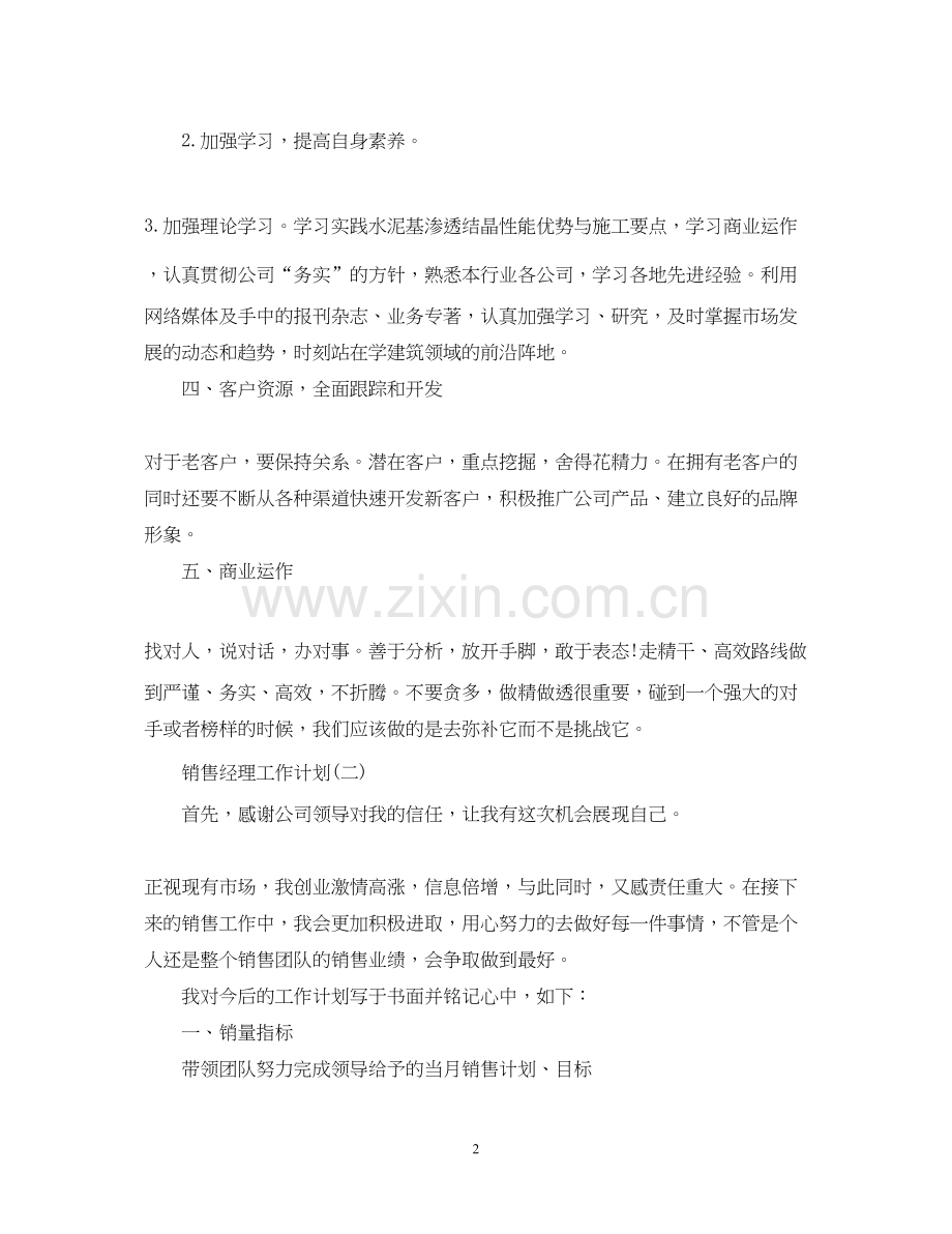 的销售经理工作计划.docx_第2页