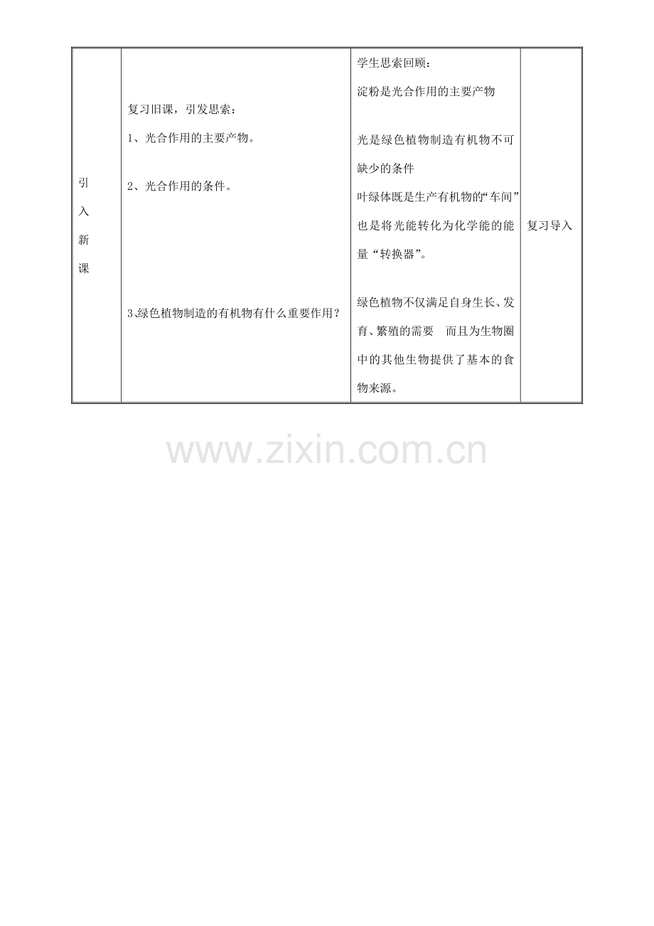 七年级生物上册 3.5.1 光合作用吸收二氧化碳放出氧气教案 （新版）新人教版-（新版）新人教版初中七年级上册生物教案.doc_第2页